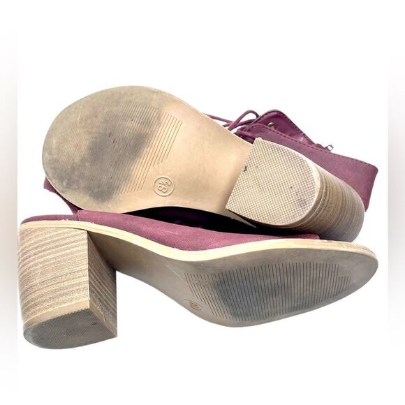 Burgundy/Plum Lace-up Peep-Toe Heels … Size 8 1/2 - Picture 5 of 10
